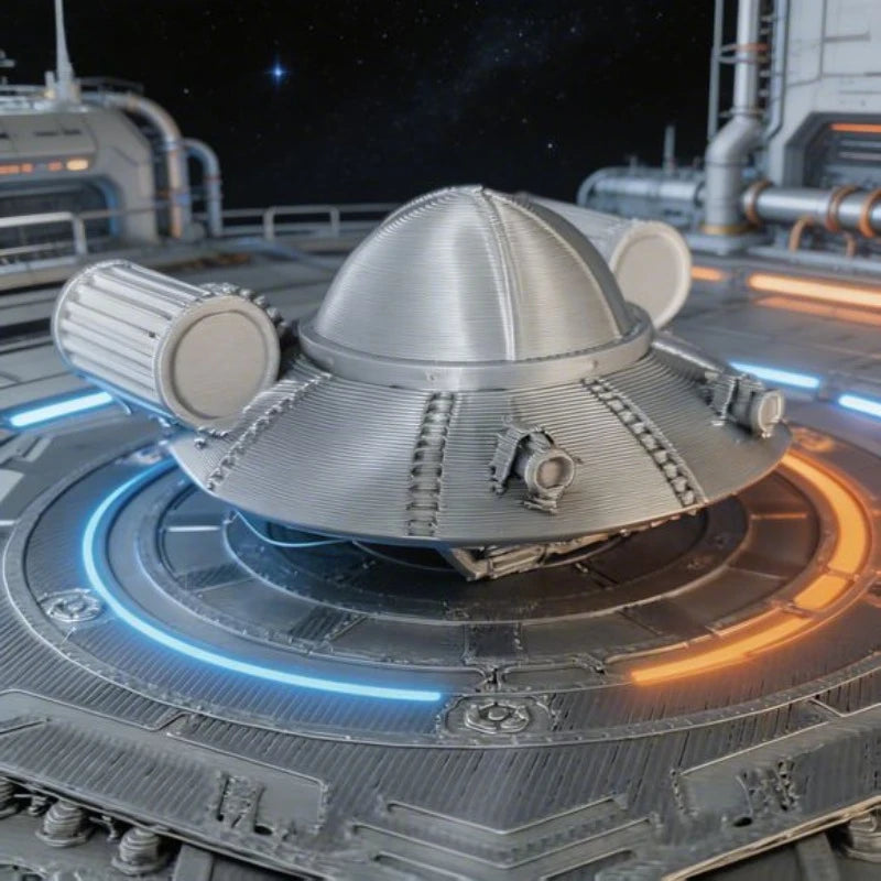 Retro Sci-Fi Spaceship Figurine Desktop Ornament UFO Mini Model DIY Paintable Decor Space Themed Projects Alien Craft Decoration Oasis Select