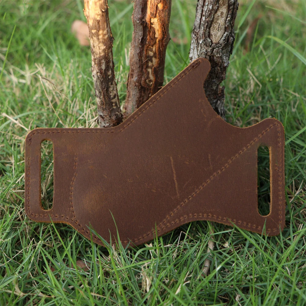 Outdoor Adventure Storage Sheath Leather Scratch-Resistant Folding Finger Knife Sheath Waist Clip Pocket Knife Camping Tool Set Oasis Select Leather - Brown
