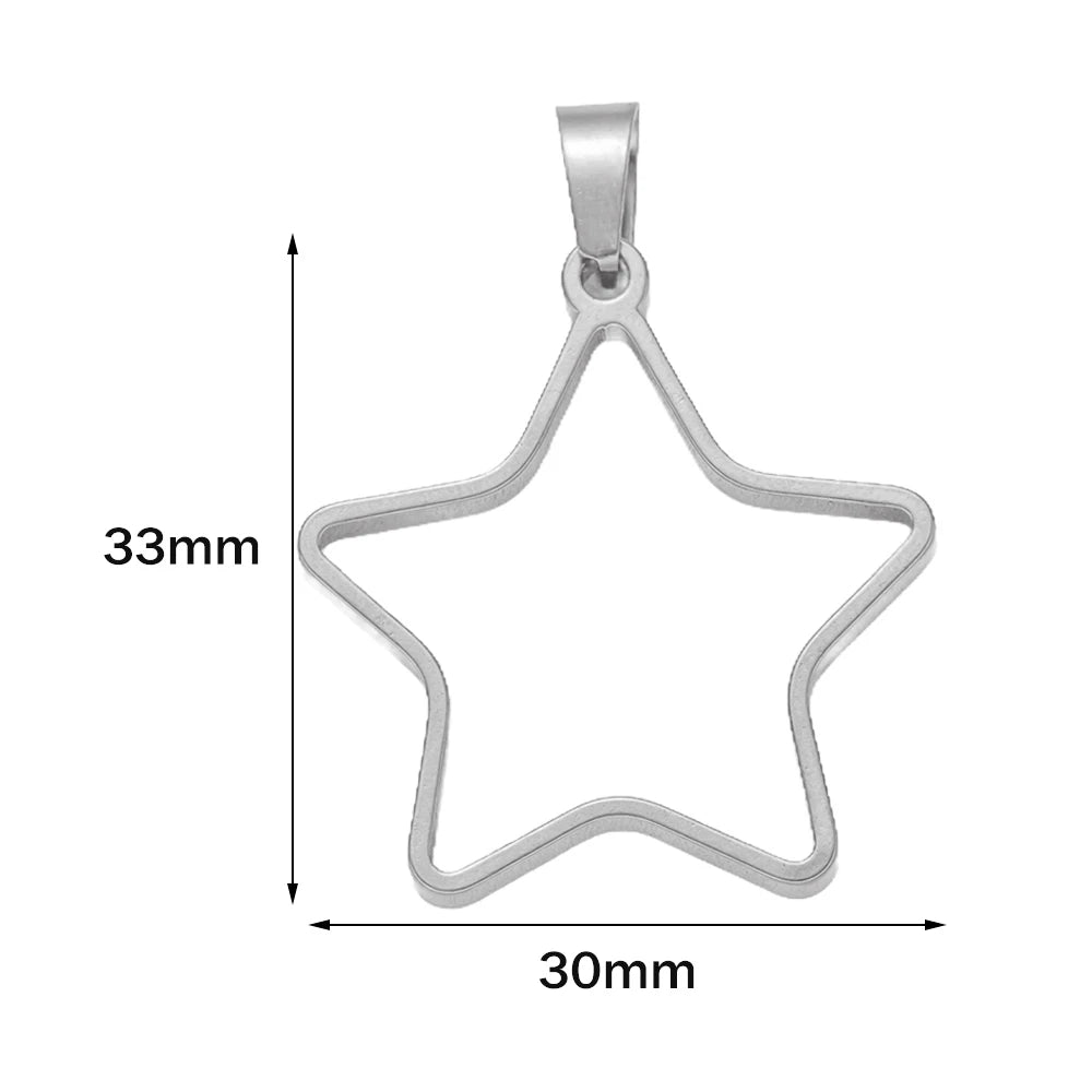 5pcs Stainless Steel Open Back Resin Molds Pendants Blanks Frame Hollow Bezel Charms for Earrings Necklace Bracelet DIY Making Oasis Select ST Star 30X33mm