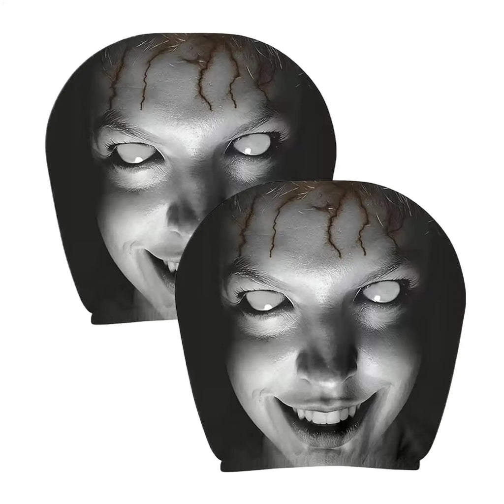 Headrest Covers for Cars 2 Piece Automotive Seat Decorations Cute Scary Face Pattern Cartoon Car Headrest Covers for Decoration Oasis Select