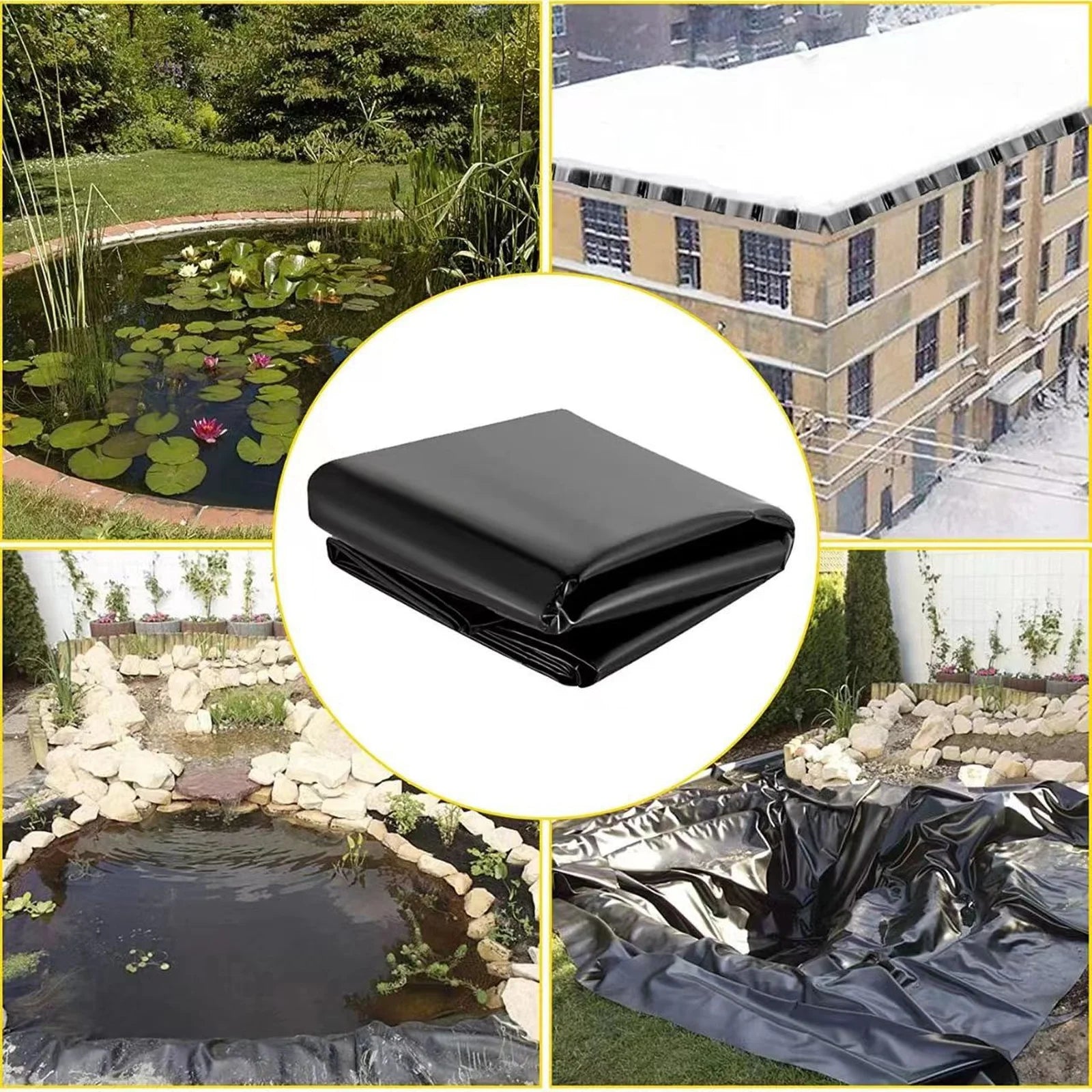 Fish Pond Liner Cloth Waterproof Gardens Pools Membrane Black Flexible Streams Fountains Reinforced Landscaping Pool Liner Oasis Select