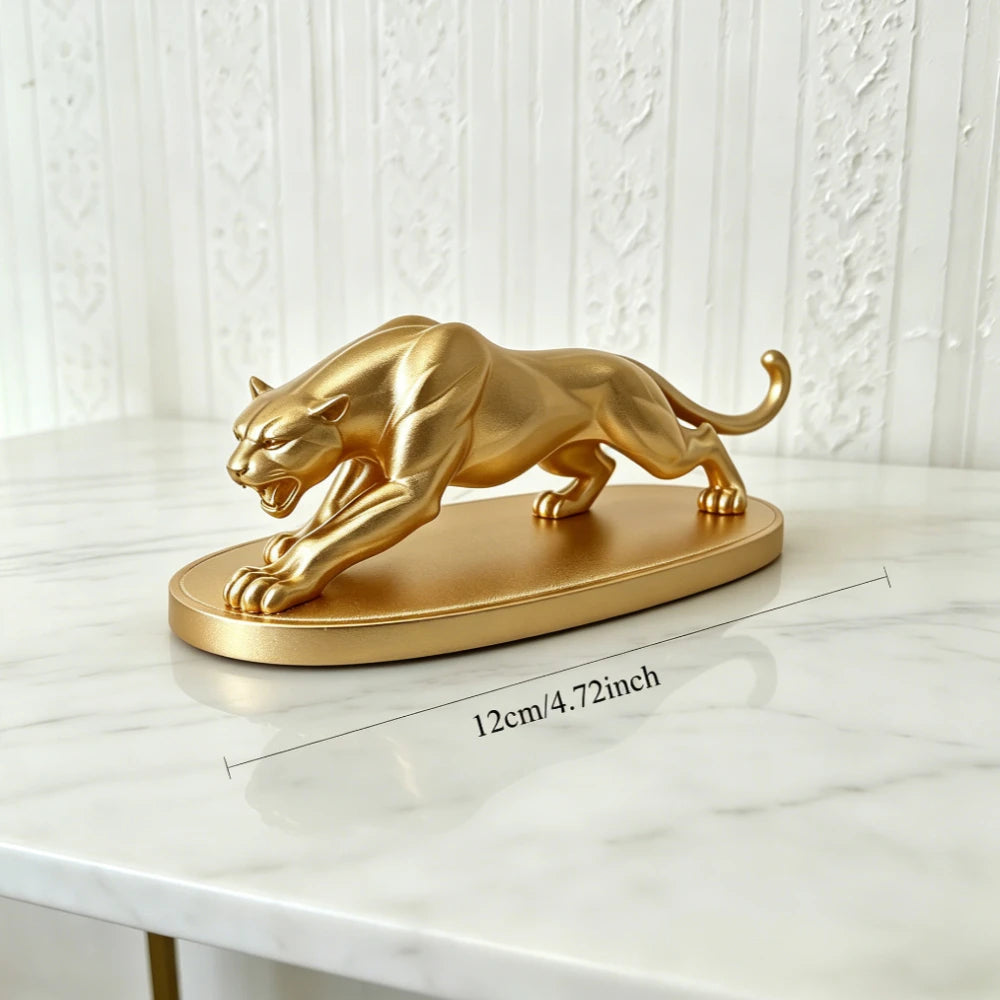 In-vehicle Panther Figurine Modern Animal Statue Elegant Wildlife Sculpture for Home Office Living Room Desktop Shelf Decor Gift Oasis Select Leopard gold