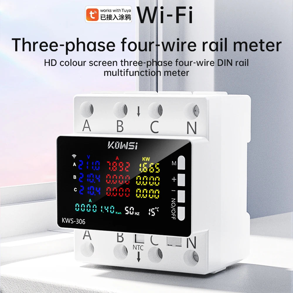 KWS-306 Digital Watt-Hour Meters Electricity Meter Smart Life Three-phase Four Wire Guide Rail Meter Energy Meter Power Meter AC Oasis Select