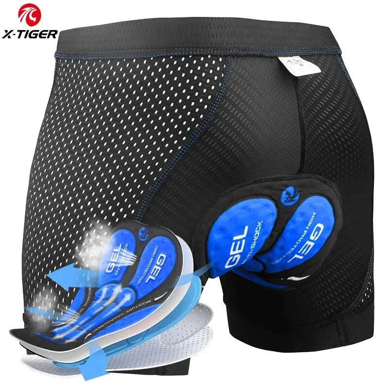 X-TIGER Cycling Underwear 5D Breathable Padded Gel Bike Shorts Men MTB Anti Slip Leg Grips Riding Cycling Shots Ciclismo Oasis Select Blue XXXL