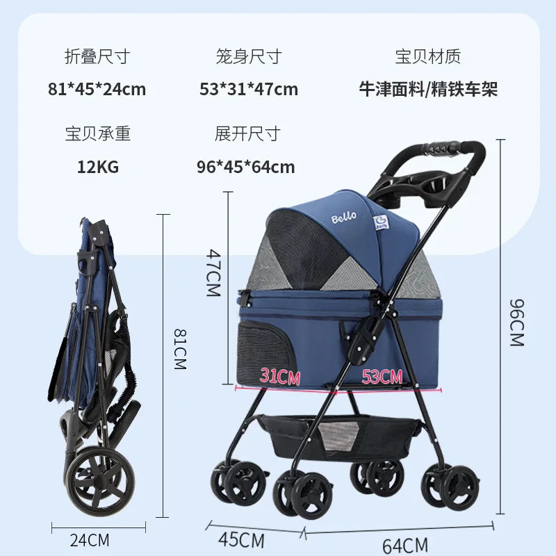 Bello SP02 manufacturer sells pet carts for foreign trade, lightweight foldable pet carts for dog outings Oasis Select