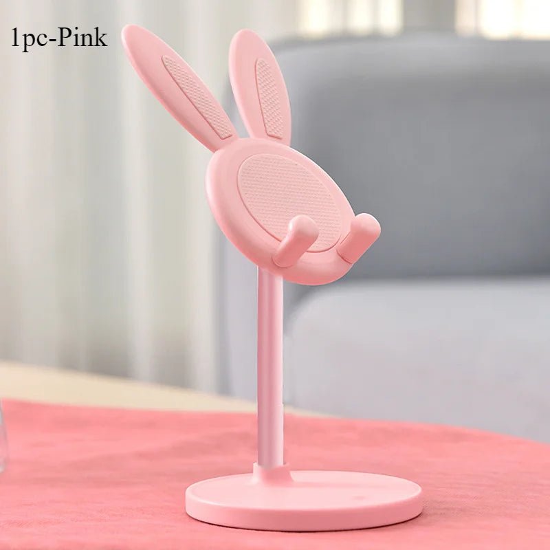 The cute Rabbit mobile phone stand desktop can lift and adjust the desktop phone accessories phone stand phone grip Oasis Select 1pc-Pink