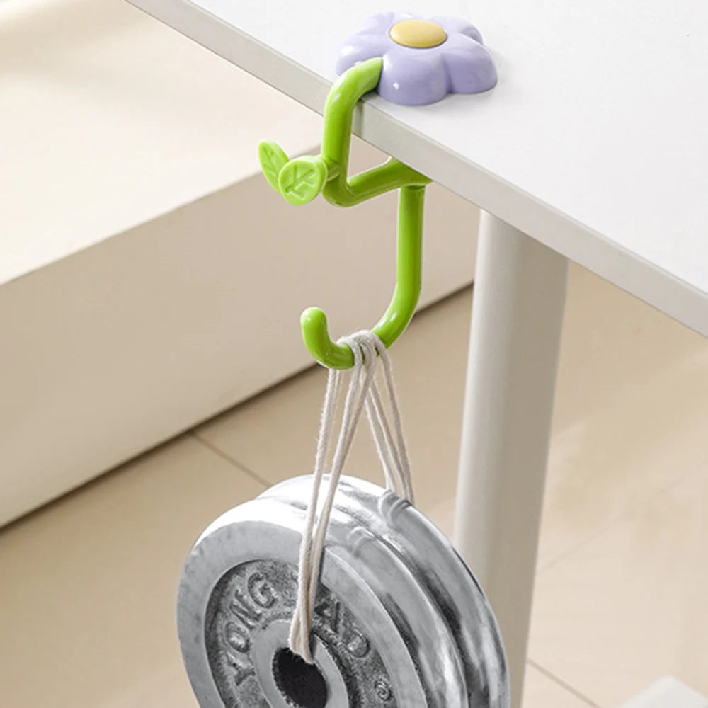 Desktop Storage Hook Flower-Shaped Adjustable Hook Desk Edge Hook Removable For Office Headphones Backpacks Oasis Select