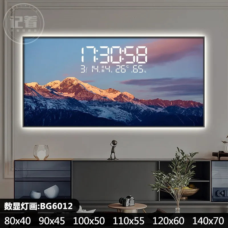 Permanent Calendar Electronic Wall Clock Guest Restaurant Decorative Painting Large Screen LED Lights Plug-in Wall Clock Oasis Select BG6012 90CM X 45CM