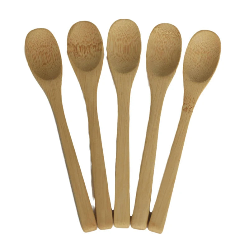 5Pcs Bamboo Wooden Teaspoons Eco-Friendly Kitchen Tableware Honey Spoon Condiment Scoop for Coffee Dessert Household Use Oasis Select