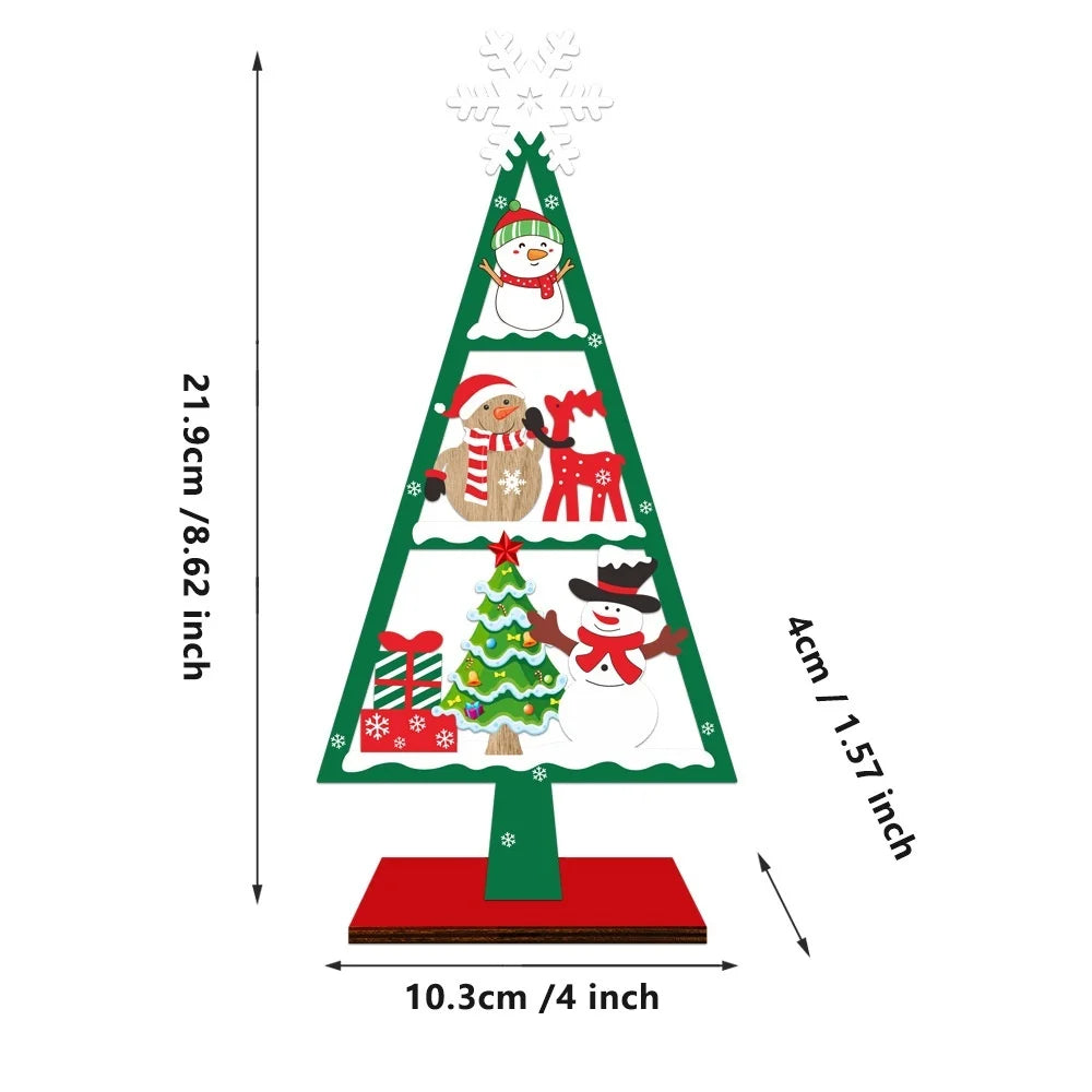 Wooden Christmas Tree Desktop Ornament | Holiday Decor Gift