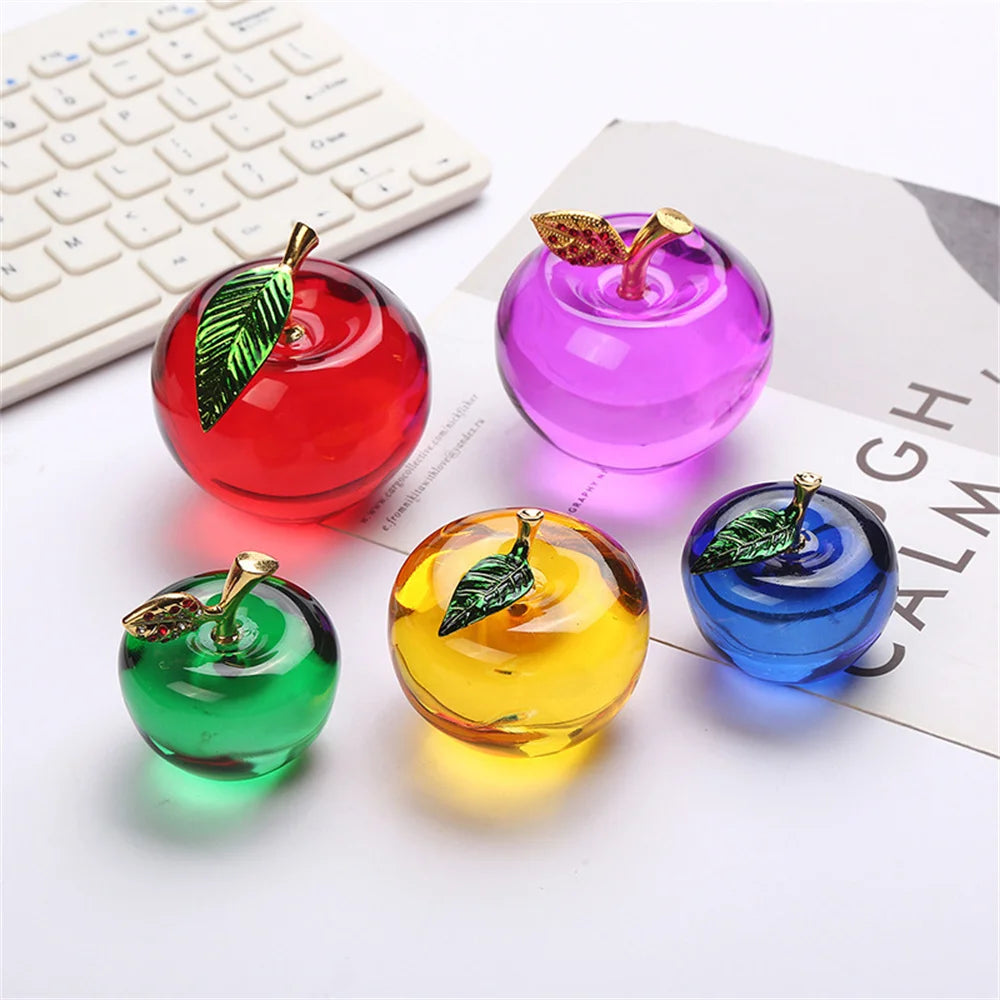 Apple Ornaments Coloured Glaze Decoration Glass Home Decoration Crystal Quartz Purple Red Pink Yellow Lucency Gift Souvenir Oasis Select