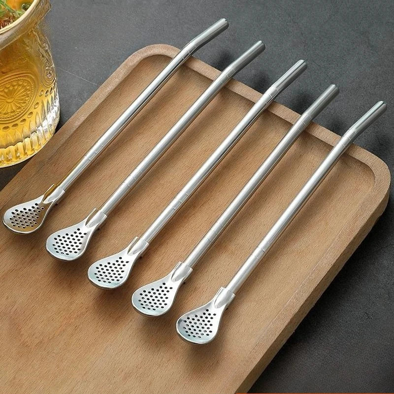 Detachable Bombilla Filter Straw Stainless Steel Straw Spoon Tea Filter Yerba mate straw Reusable Drinking Tools Bar Access Oasis Select