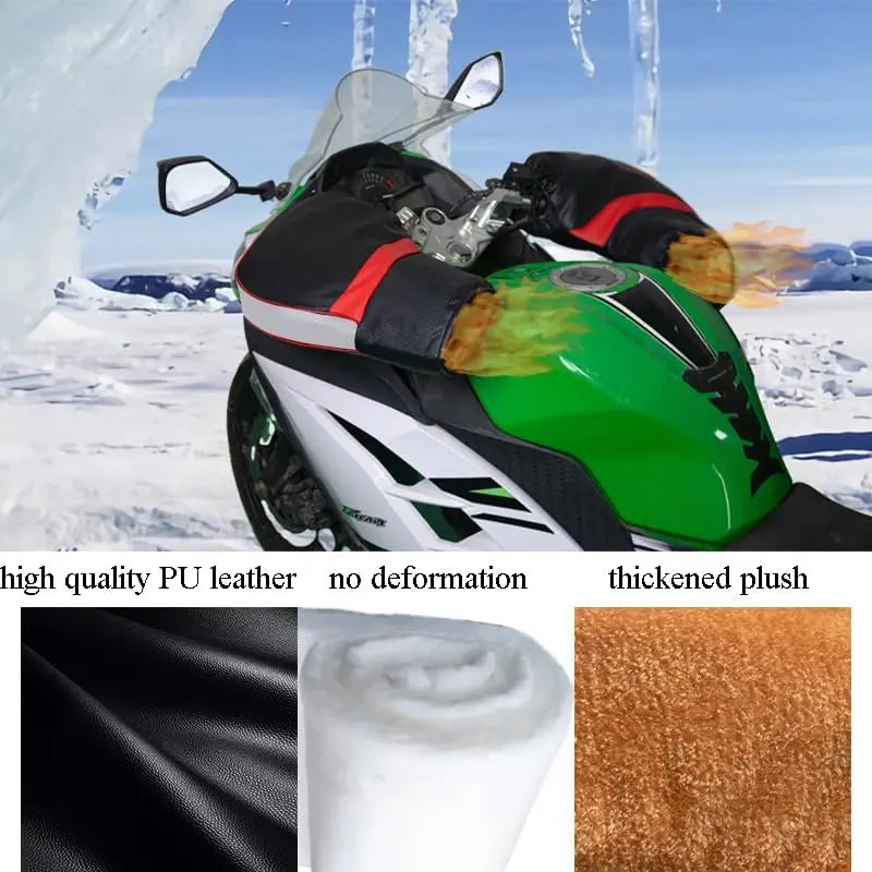 Protective Motorcycle Handlebar Gloves Muffs Thick Warm Rainproof Winter Warmer Universal Fit Scooter Bike Guantes Windproof Oasis Select