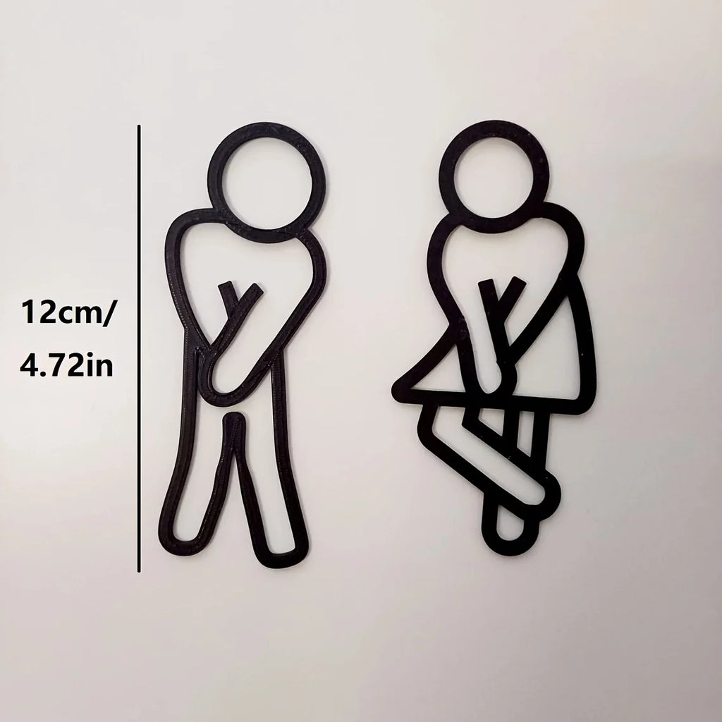 Funny Bathroom Signs for Men Women Creative 2D Flat Restroom Door Decor Restaurant Hotel Cafe Toilet Signage Wall Sticker Oasis Select set