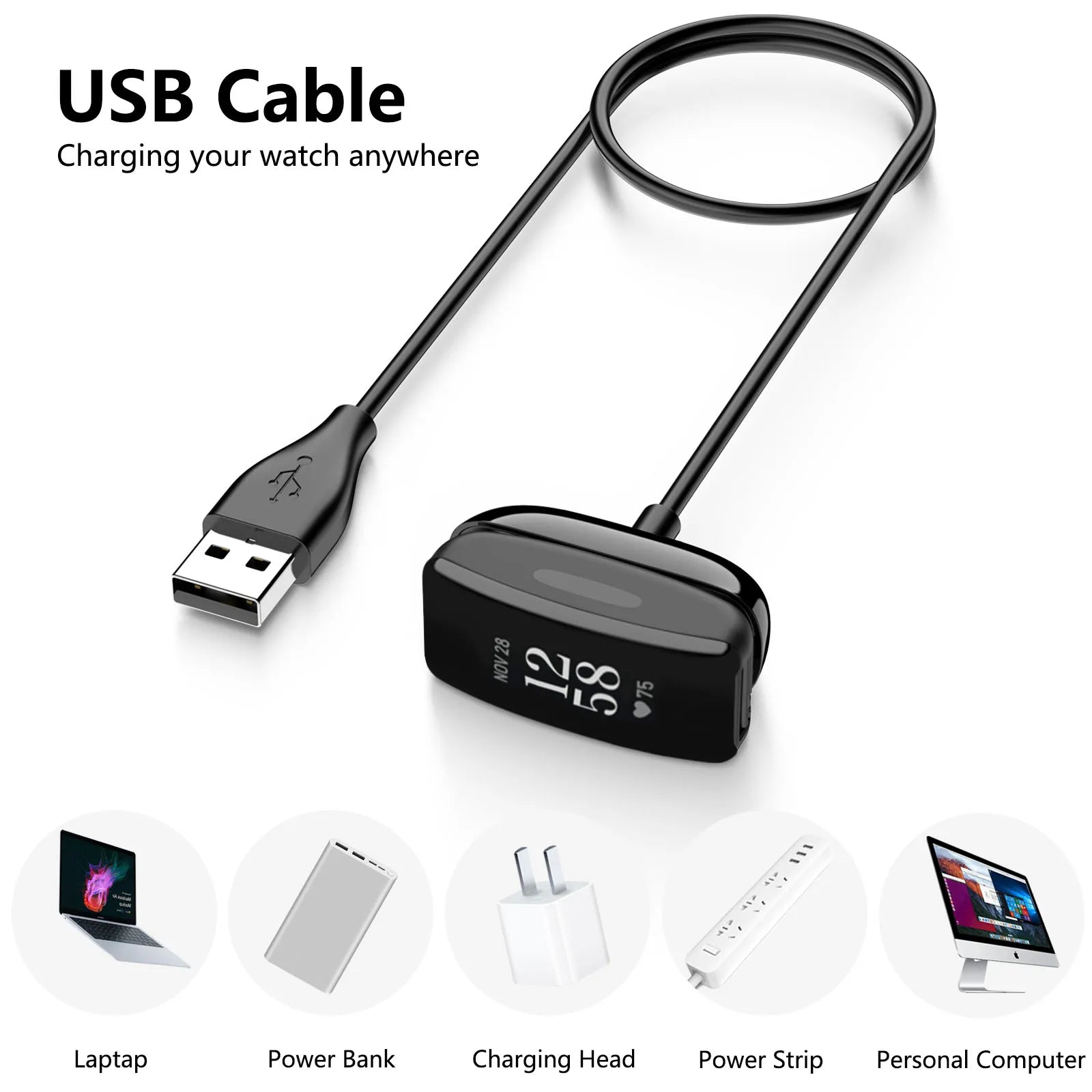 USB Charger for Fitbit Inspire 1/2/3, Inspire HR, ACE 2 & ACE 3 Fitness Tracker Charger Oasis Select