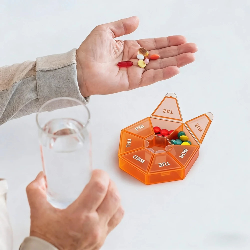 7 Days Pill Storage Box Mini Travel Portable Medicines Dispenser Box Multifunction Plastic Sealer Box Pill Bottle Pill Case Oasis Select