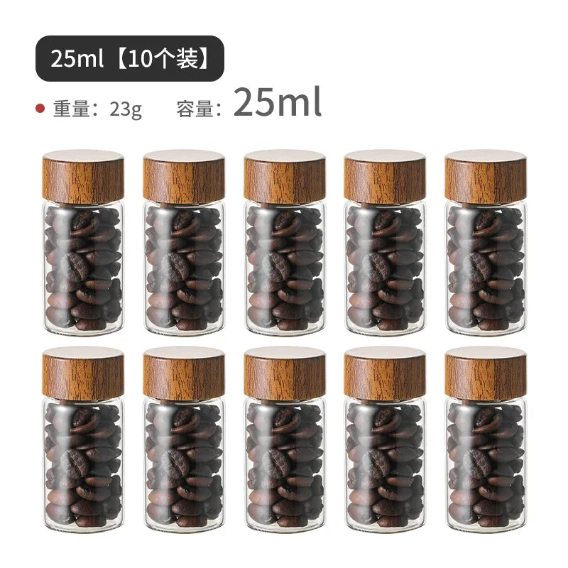 Mini Glass Sealed Jar Food Grade Coffee Powder Dispenser Bottle Portable Tea Coffee Beans Storage Small Empty Bottle Oasis Select 25ml 10pcs