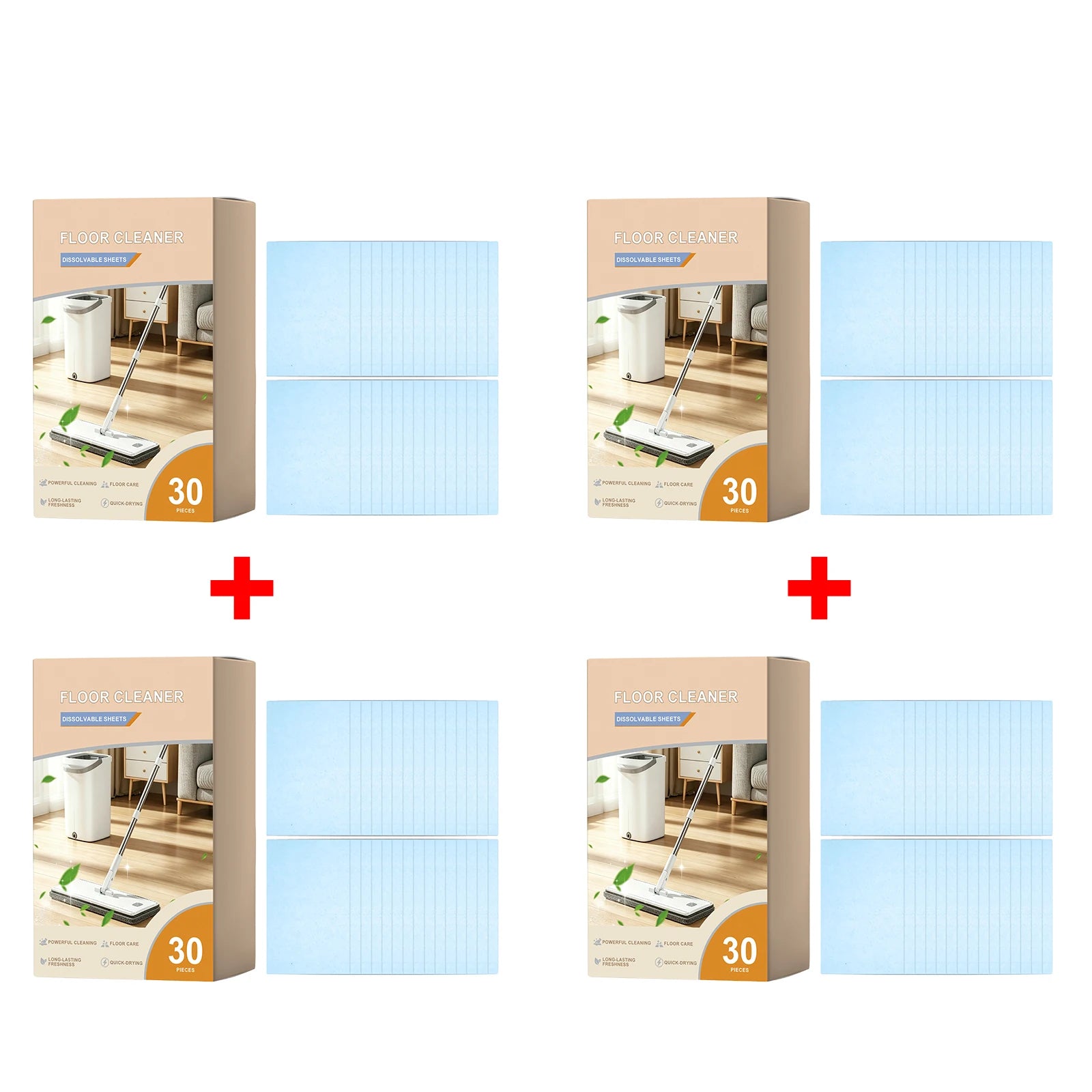 Floor Dissolvable Cleaning Sheets Deep Stain Removal Quick Dry Restore Gloss for Tile Hardwood Household Floor Cleaner Sheets Oasis Select 4 X 30pcs boxed