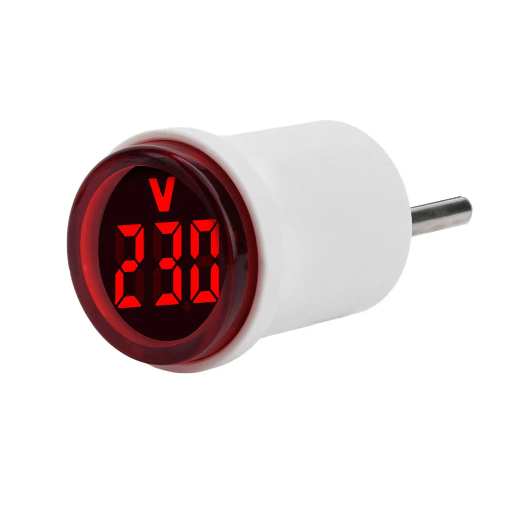 LED Digital Voltmeter AC 50-500V Round Mini Voltage Meter Red/White/Blue/Green/Orange Voltage Tester Voltage Monitor EU Plug Oasis Select Red