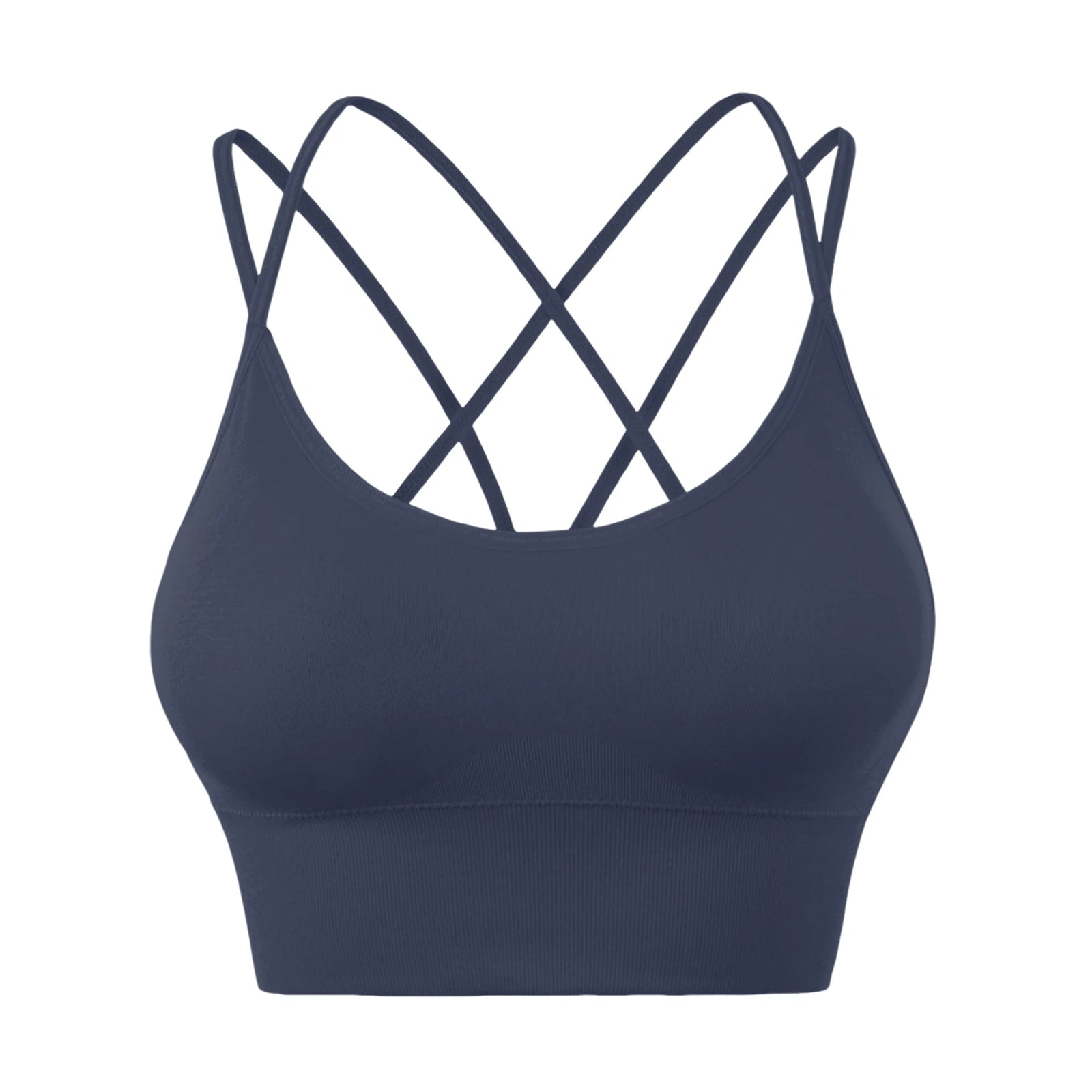 Wirefree Sports Bra Women's Sexy Back Shockproof Fitness Crisscross Brassiere Training Sports Running Yoga Tank Tops Sportswear Oasis Select Dark Blue 42