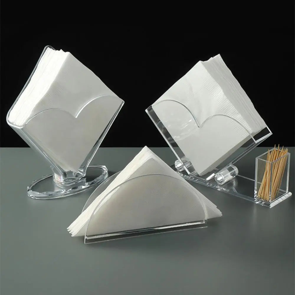 Fashion Transparent Acrylic Napkin Holder Sturdy Desktop Upright Tissue Box Vertical Paper Towel Box Restaurant Napkin Box Oasis Select