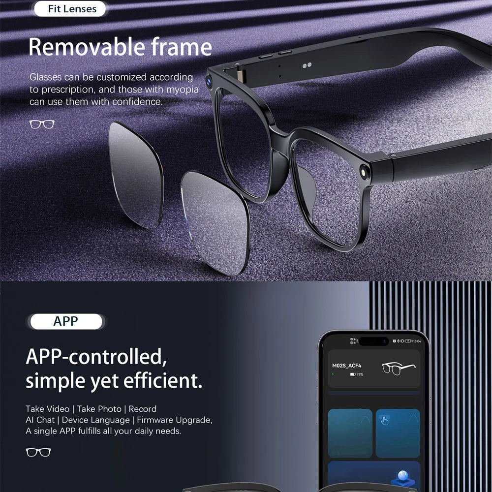 AI Smart Glasses 8 Million Camera Bluetooth Sunglasses Shoot Audio Call Video Music Player Multifunctional Smart Glasses Men Oasis Select