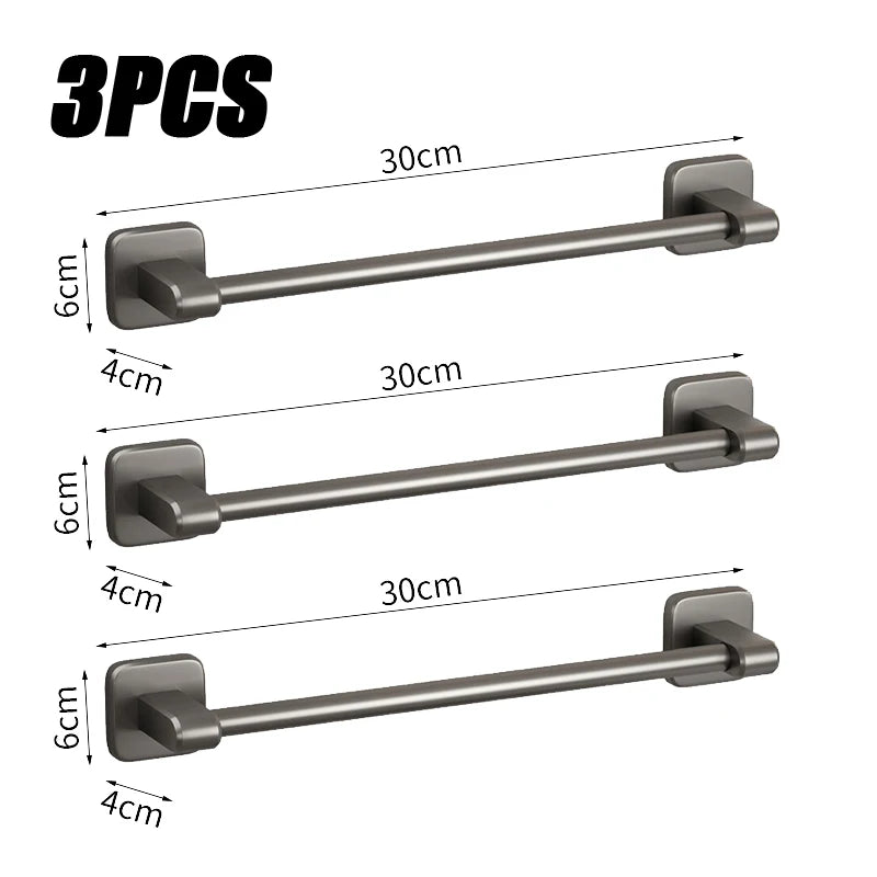 Bathroom Towel Rack Stainless Steel Towel Rack Slipper Rack Hole-Free Towel Bar Bathroom Shelf Organizer Kitchen Storage Racks Oasis Select Grey 30cm 3PCS