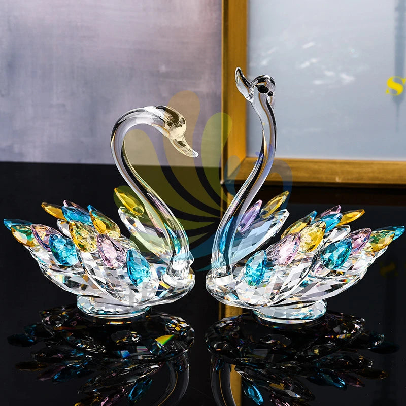 Crystal Swan Creative Living Room Porch Decoration TV Cabinet Wine Cabinet Window Home Decoration Crystal Crafts Oasis Select