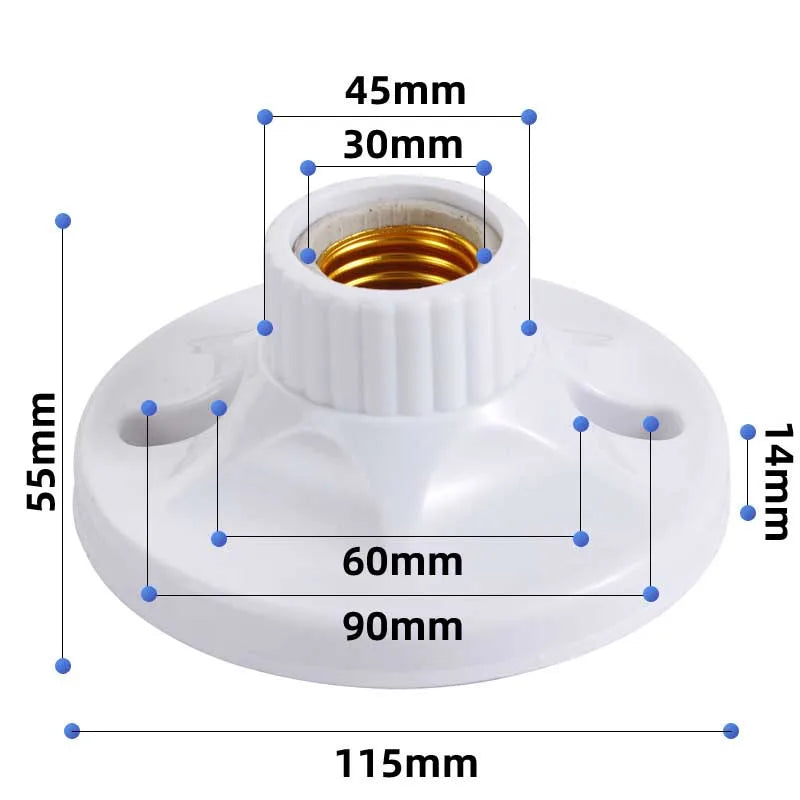 115mm E27 Screw Surface Mounted LED Bulb Base Bakelite Liner Paperback Lamp Holder E27 Socket Converter 6A Lighting Accessories Oasis Select
