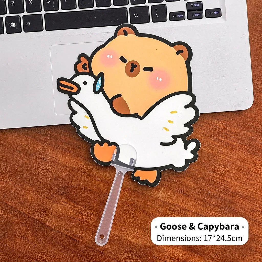 Cute Cartoon Capybara Die-cut Handheld Fan Portable PP Plastic Small Cooling Fan for Summer Outdoor Kids Gift Oasis Select Multi-Color-4