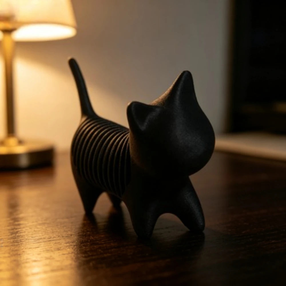3D Printed Spring Cat Figurine Flexible Wobble Kitty Statue Cute Fidget Cat Desktop Decor Novelty Stress Relief Collectible Gift Oasis Select
