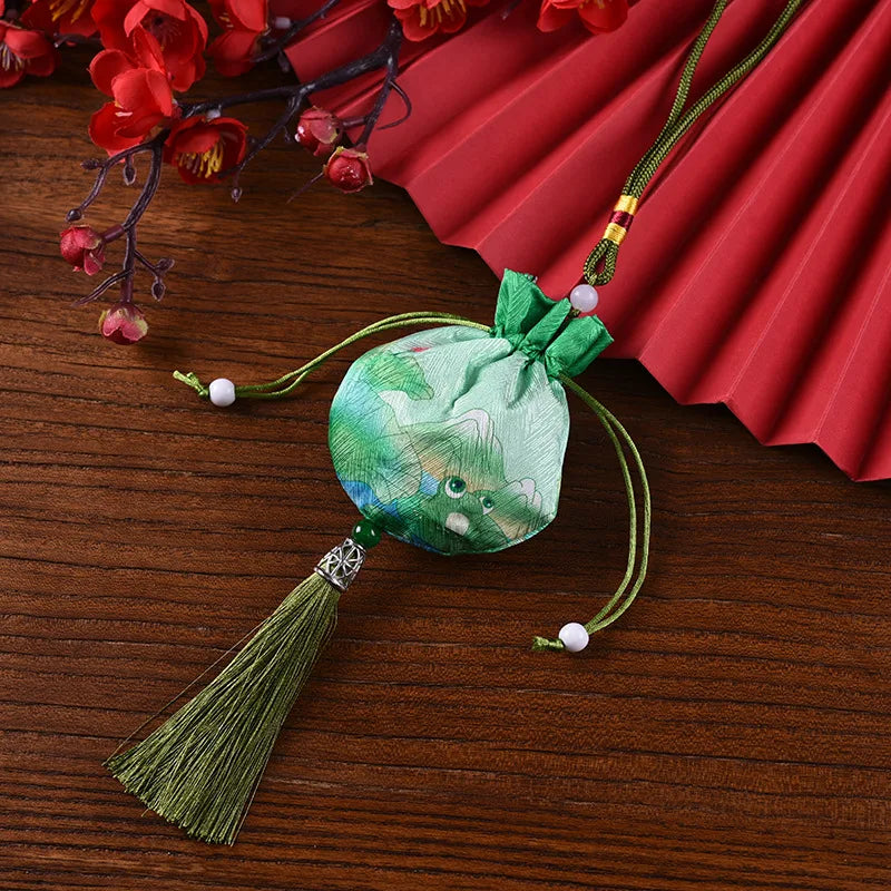 2025 New Year Retro Brocade Sachet Bag Chinese Pouch Pendant Carrying Ancient Style Small Salon Lucky Bags Empty Bags Oasis Select green Other