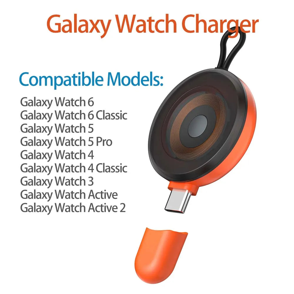 USB-C Magnetic Watch Charger – Apple Watch & Samsung Galaxy Smartwatch Charger Oasis Select Galaxy Watch Orange