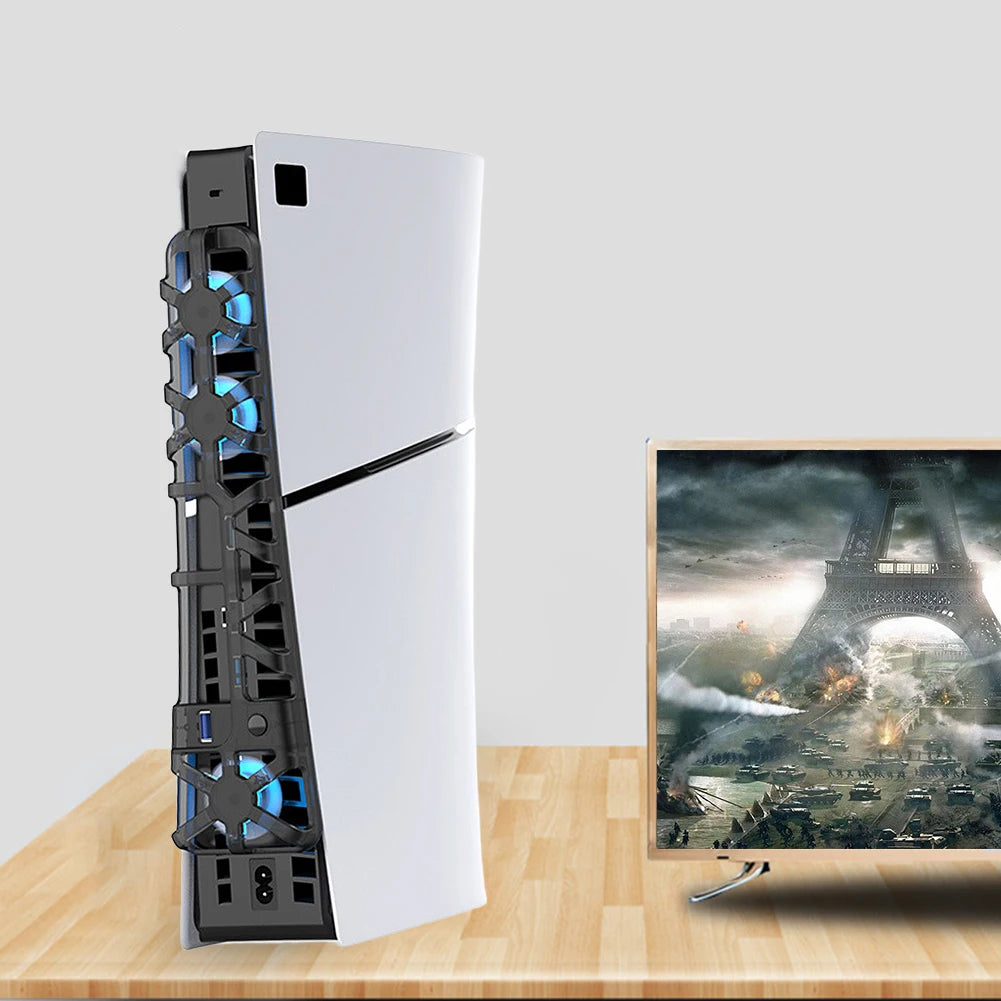 Cooling Fan with LED Light and 3 Fans Efficient Cooling System USB DC 5V Game Console Rear Cooling Fan 1100 RPM for PS Slim Oasis Select