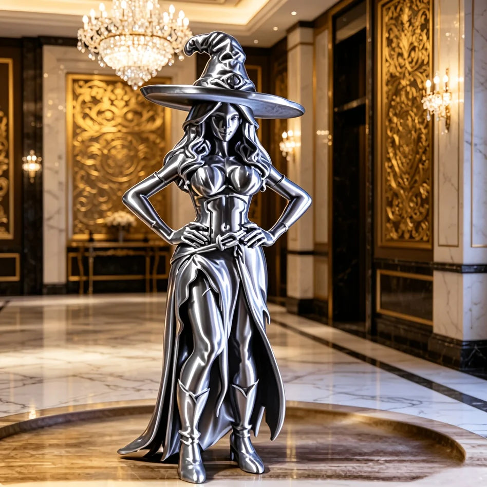 Fantasy Mini Witch Figurine 3D Printed Witch Statue Magical Ornament Halloween Tabletop Decor Witchcraft Home Desktop Decor Gift Oasis Select