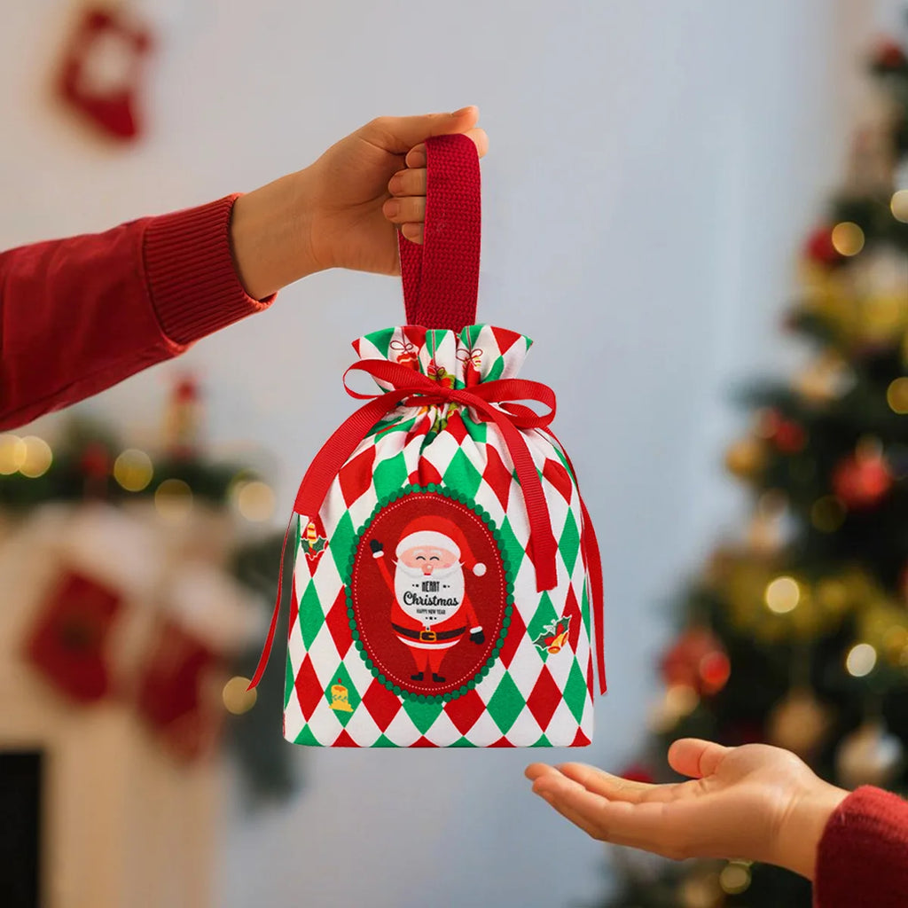 High Quality Velvet Christmas Gift Bag Drawstring Candy Box Reusable Diy Christmas Apple Bags Home New Year Party Decoration Oasis Select