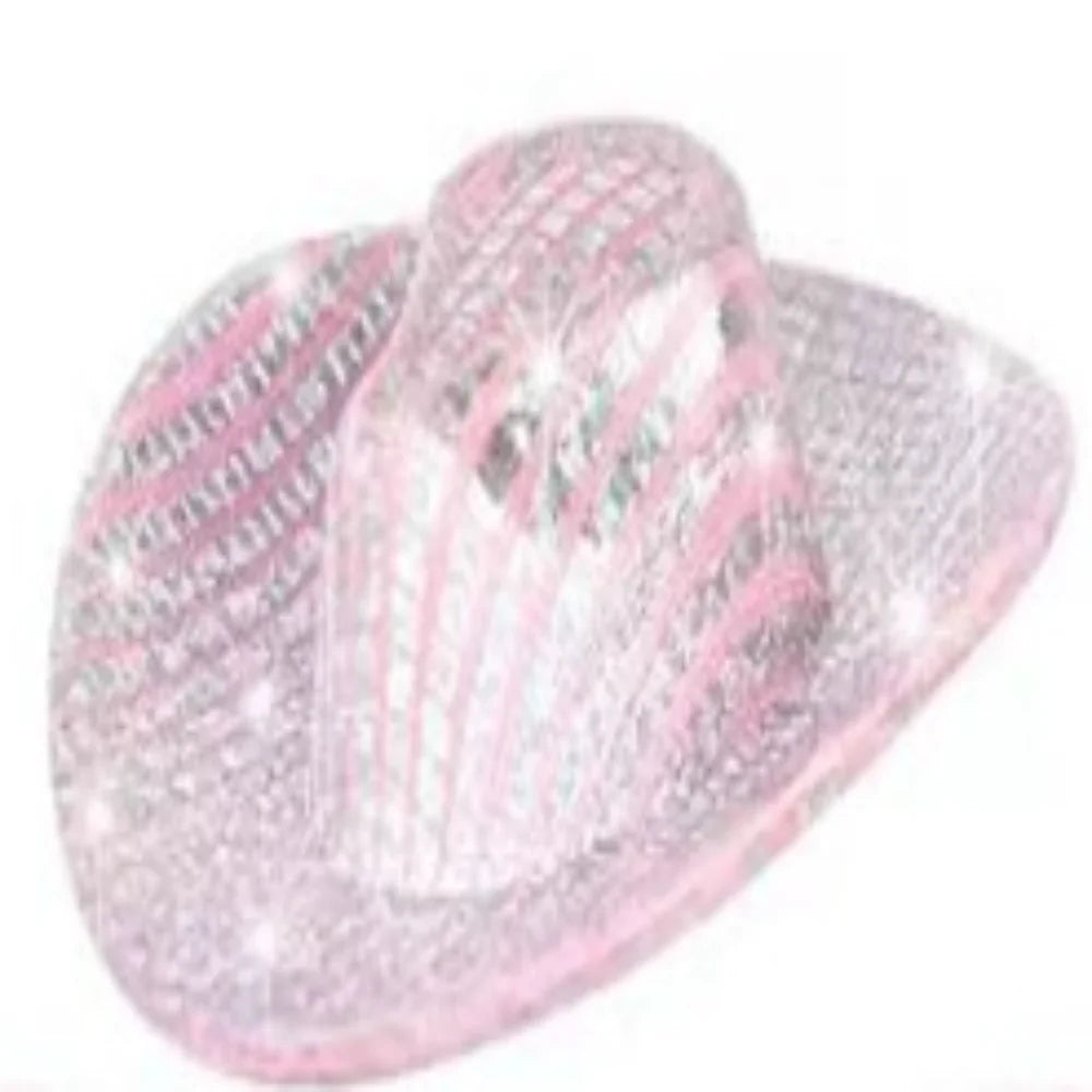 Neon Glitter Cowboy Hat Hair Clip Glowing 6.5cm Decoration Accessories Disco Party Rave Festival Accessories Oasis Select pink
