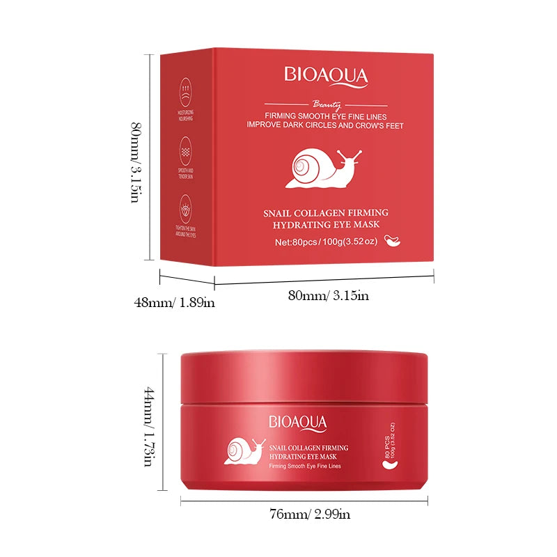 BIOAQUA Snail Collagen Eye Masks 80pcs – Dark Circles & Anti-Aging Collagen Eye Mask Oasis Select