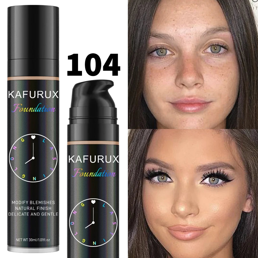 KAFURUX 8-Shade Liquid Foundation – Waterproof & Full Coverage
