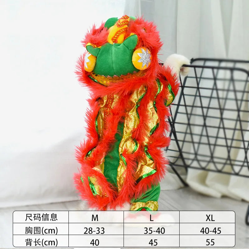 Funny and Mischievous Cat Costumes for Lion Dance Red Festive New Year Pet Clothing pet accessories Oasis Select Red Lion Dance L