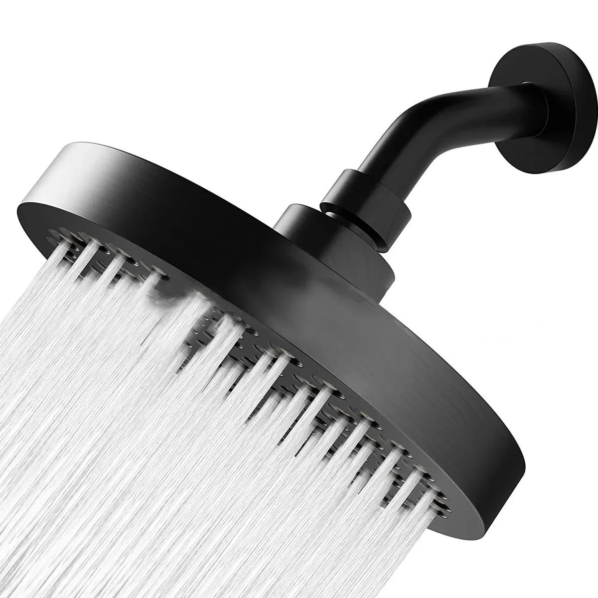 New 6 inches High Pressure Rain Shower Head with Arm 1min Installation Polished Chrome Rainfall Showerhead Anti-Clogging Nozzles Oasis Select Black with arm 1