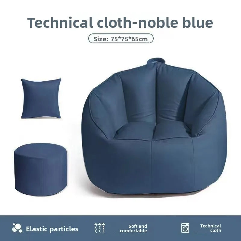 Lazy sofa reclining sleeping bedroom small sofa small apartment living room single reclining chair balcony lazy chair Oasis Select Blue pedals.