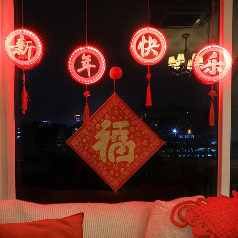 New Year Decorative Lights Festive "Fu" Characters New Year and Spring Festival Hanging Decorations Room Scene Decoration Lights Oasis Select
