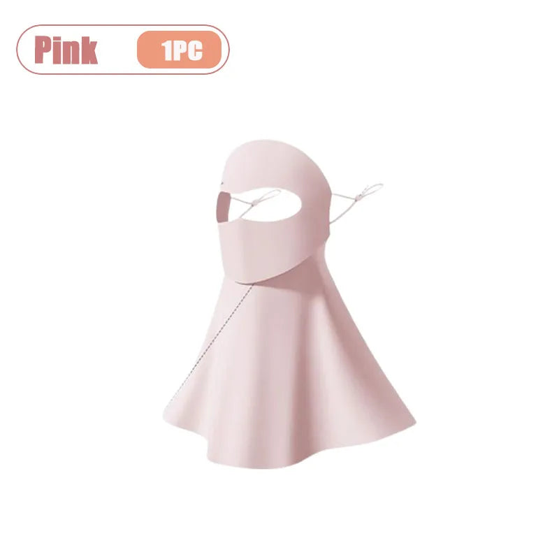 1-10PCS Ice Silk Face Mask Women Cooling Breathable UV Protection Eye Cover Summer Sun Mask Dustproof Stylish Face Gaiter Oasis Select Pink-1PC