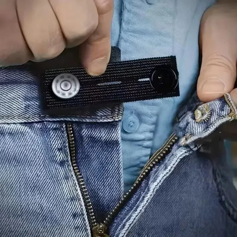 Black Waistband Extender Buckle – Elastic Adjustable Pant Button Waistband Extender Oasis Select 1pc