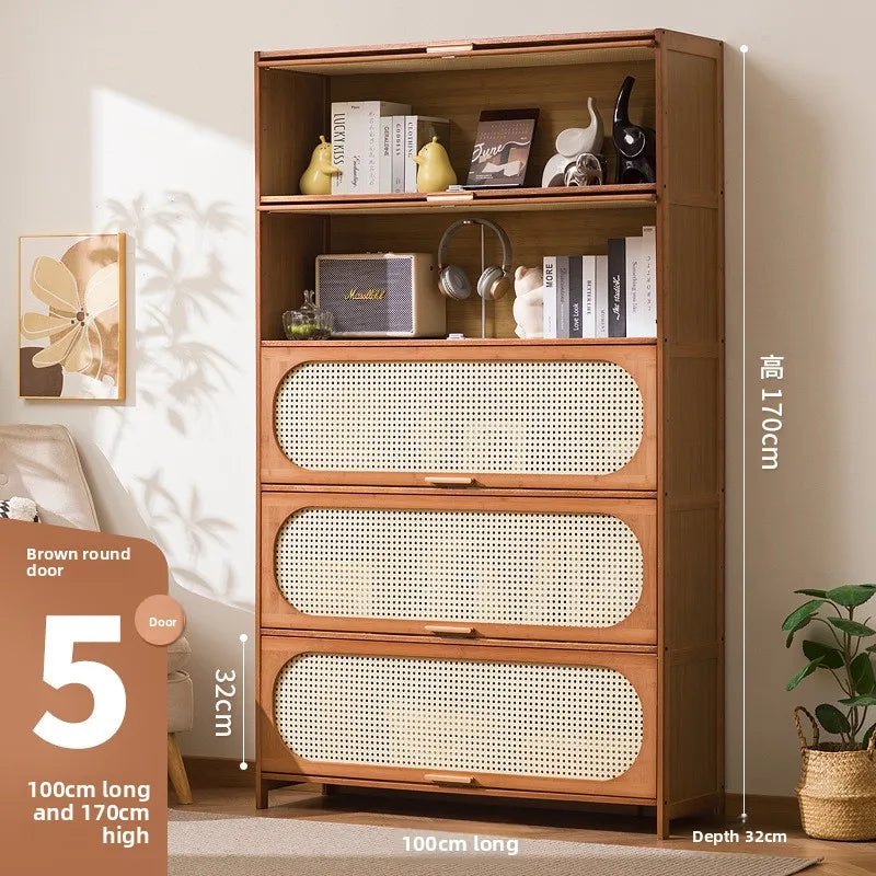 Floor-to-ceiling bookcase home living room children's wall multi-layer storage cabinet storage cabinet simple bedroom Oasis Select 100 long five doors