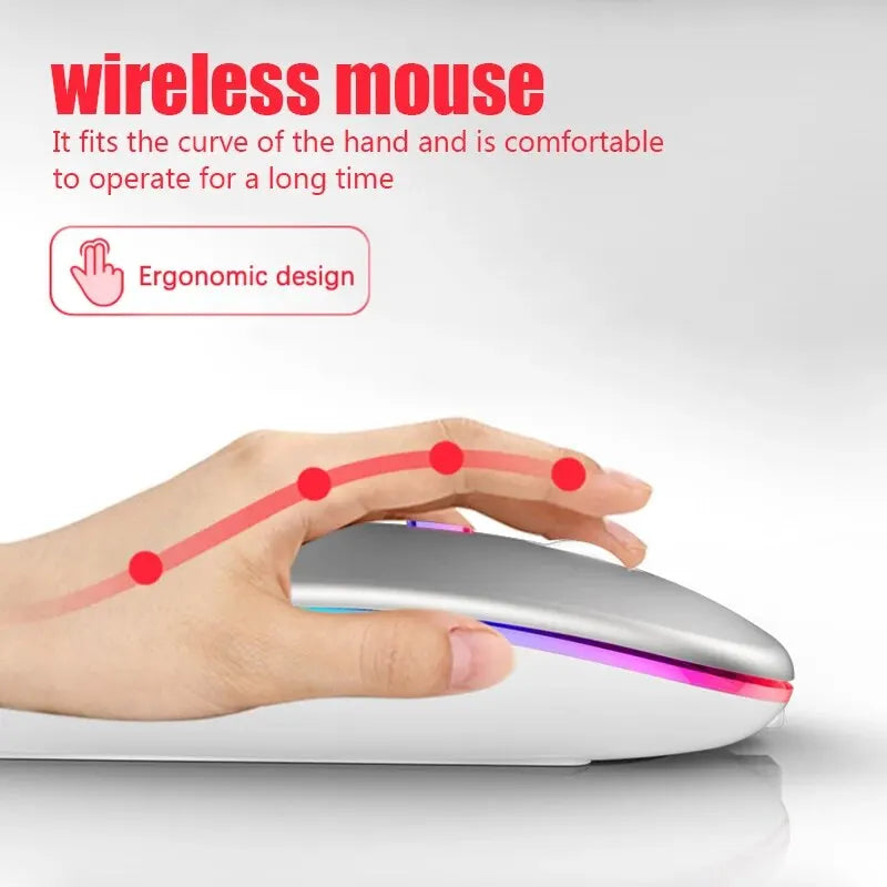 Wireless Mouse RGB Rechargeable Bluetooth Mice Wireless Computer Mause LED Backlit Ergonomic Gaming Mouse for Laptop PC 3600DPI Oasis Select