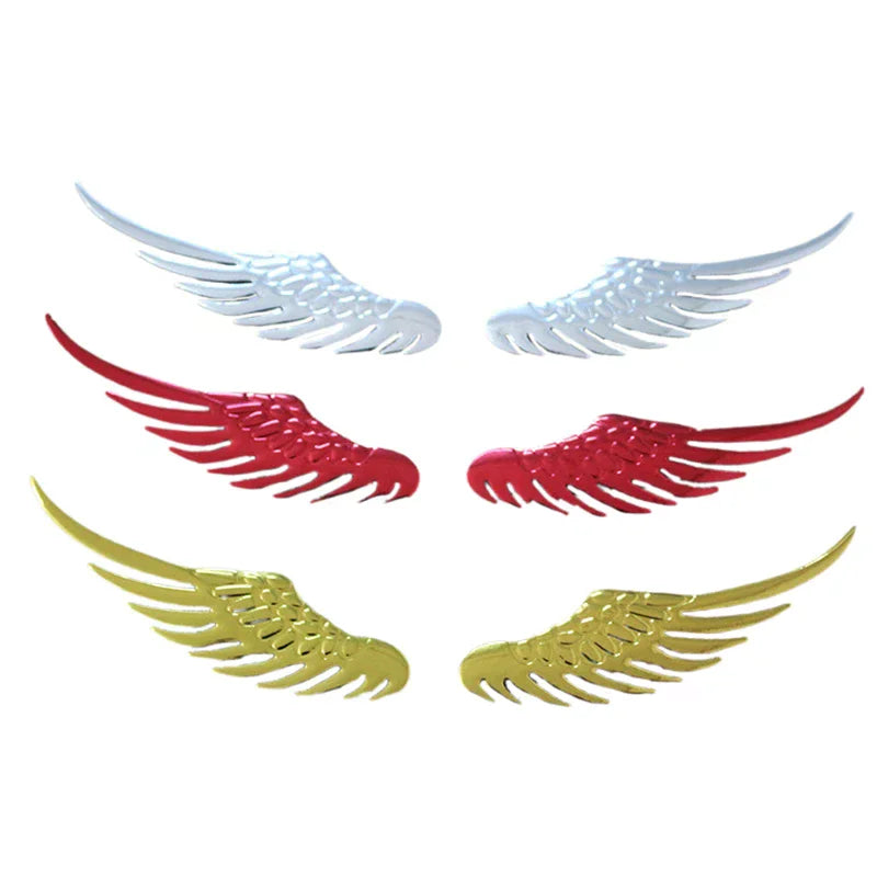 1pair Car Auto Motorcycle Body Sticker 3D Eagle Angel Wings Badge Style ABS Decals Silver/Gold Exterior Accessories Oasis Select