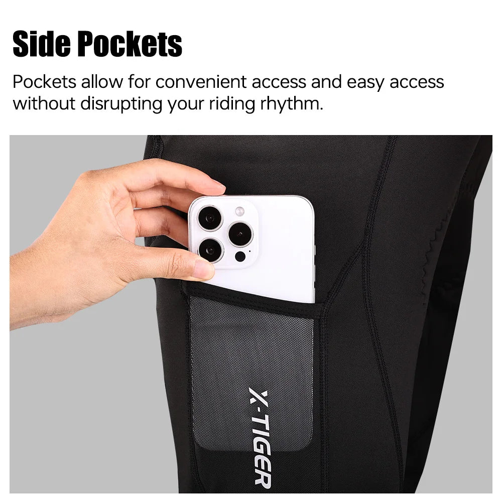 X-TIGER Men's Winter Cycling Pants Autumn Sponge Pad Shock Absorption Bicycle Trousers Keep Warm Long CyclingTights With Pockets Oasis Select