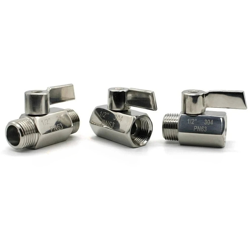 304 Stainless Steel Mini Ball Valve 1 2 3 4 6 Points PN63 Internal Thread External Thread for Water Oil Acid Two-way Ball Valve Oasis Select